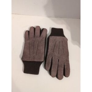 Men's Leather Cowhide and Knit Gloves Fleece Lining‎ Size Large